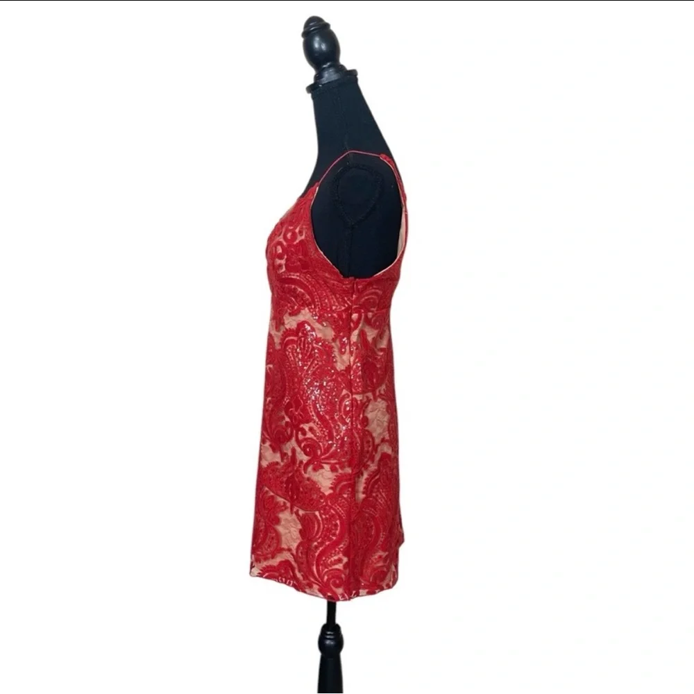 Free People “Night Shimmer” Red Mini Dress